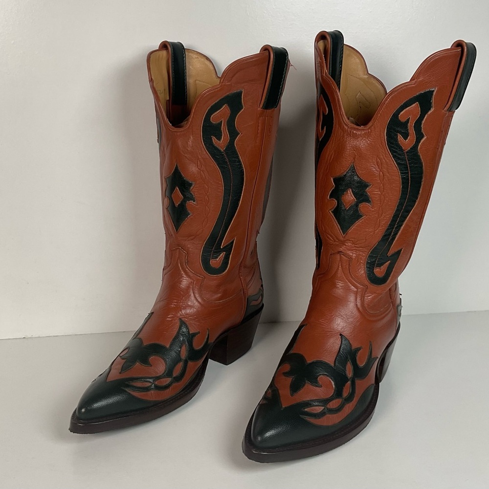 Vintage Caboots Wingtip Cowboy Boots | Tooled Inlays | Men’s 8 | Women’s 9